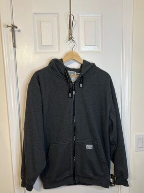 Men's Charcoal Zip-Up Hooded Jacket